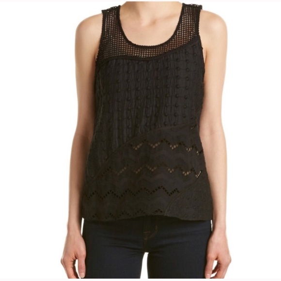 Ramy Brook Tops - RAMY BROOK Casey Crocheted Black Blouse Top
